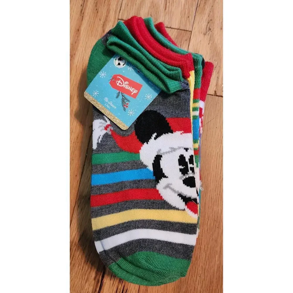 Disney Mickey & Minnie Mouse No Show Women's Socks 6‎ Pair Pack Shoe Size 4-10